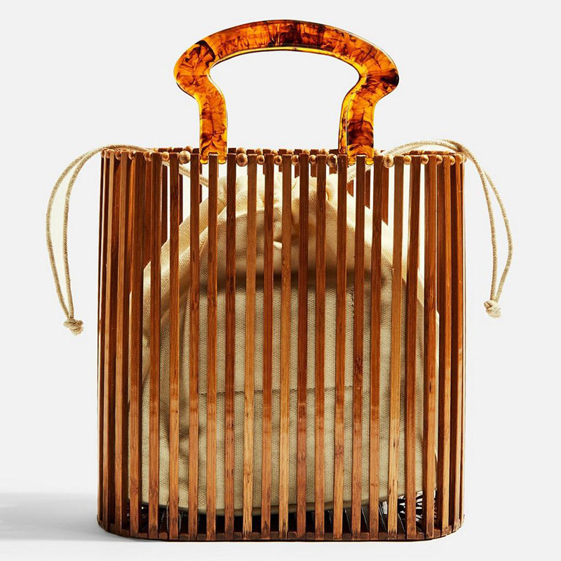 Women’s Brown Bamboo Weaving Hand Tote image