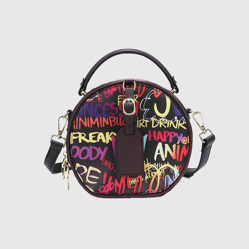 Women’s Round Graffiti Crossbody Bags with Top Handle image