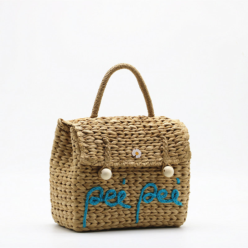 Women’s Straw Woven Top Handle Bucket Bags image 6