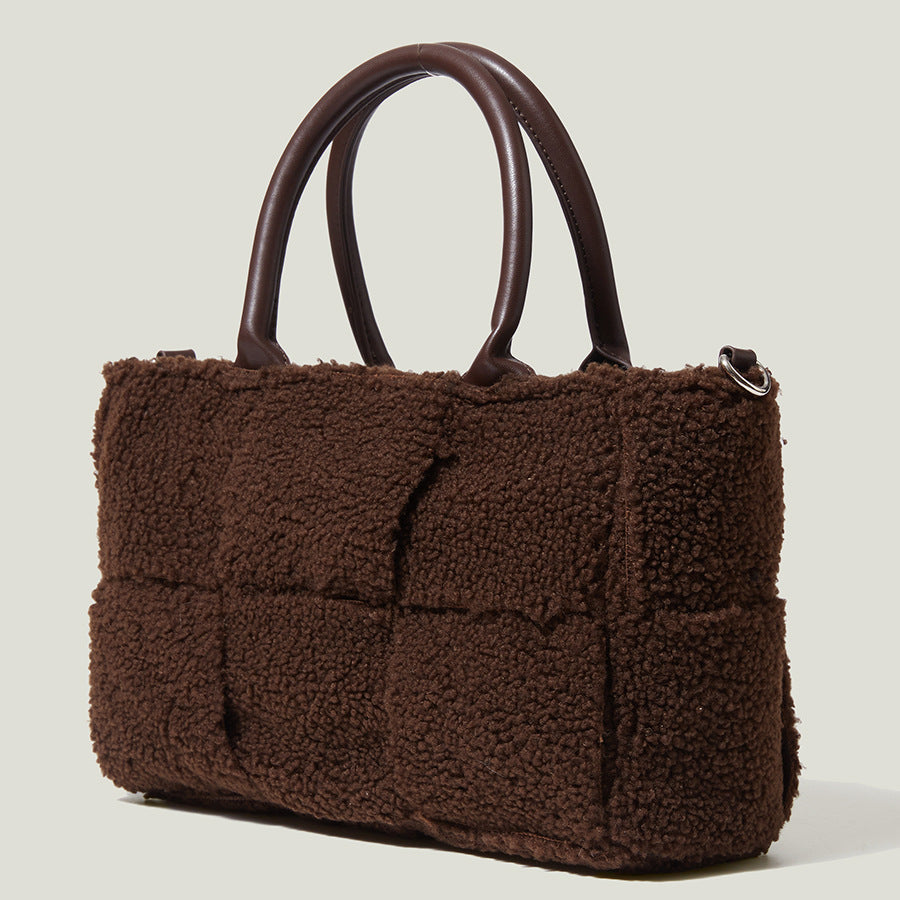 Women’s Fuzzy Woven Style Handbags with Shoulder Strap image 2