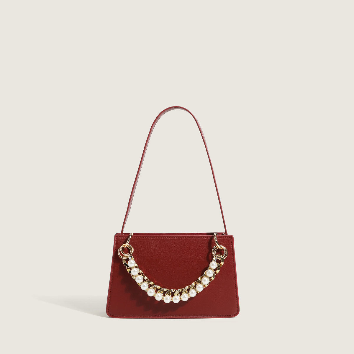 Women’s Minimal Pearls Vegan Shoulder Bags Red image