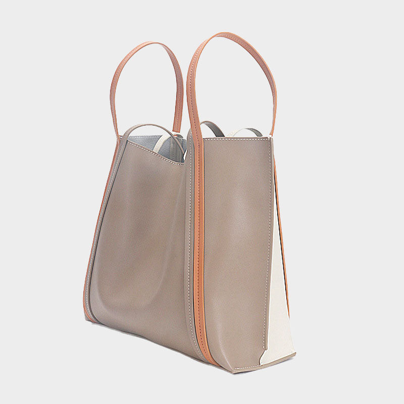Women’s Two Tone Multi-Straps Genuine Leather Tote Bags image 7