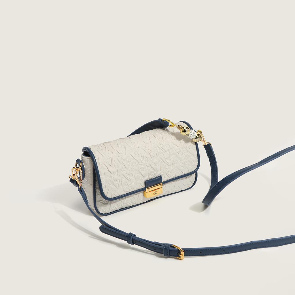 Women’s Textured Flap Vegan Baguette Bags image 4