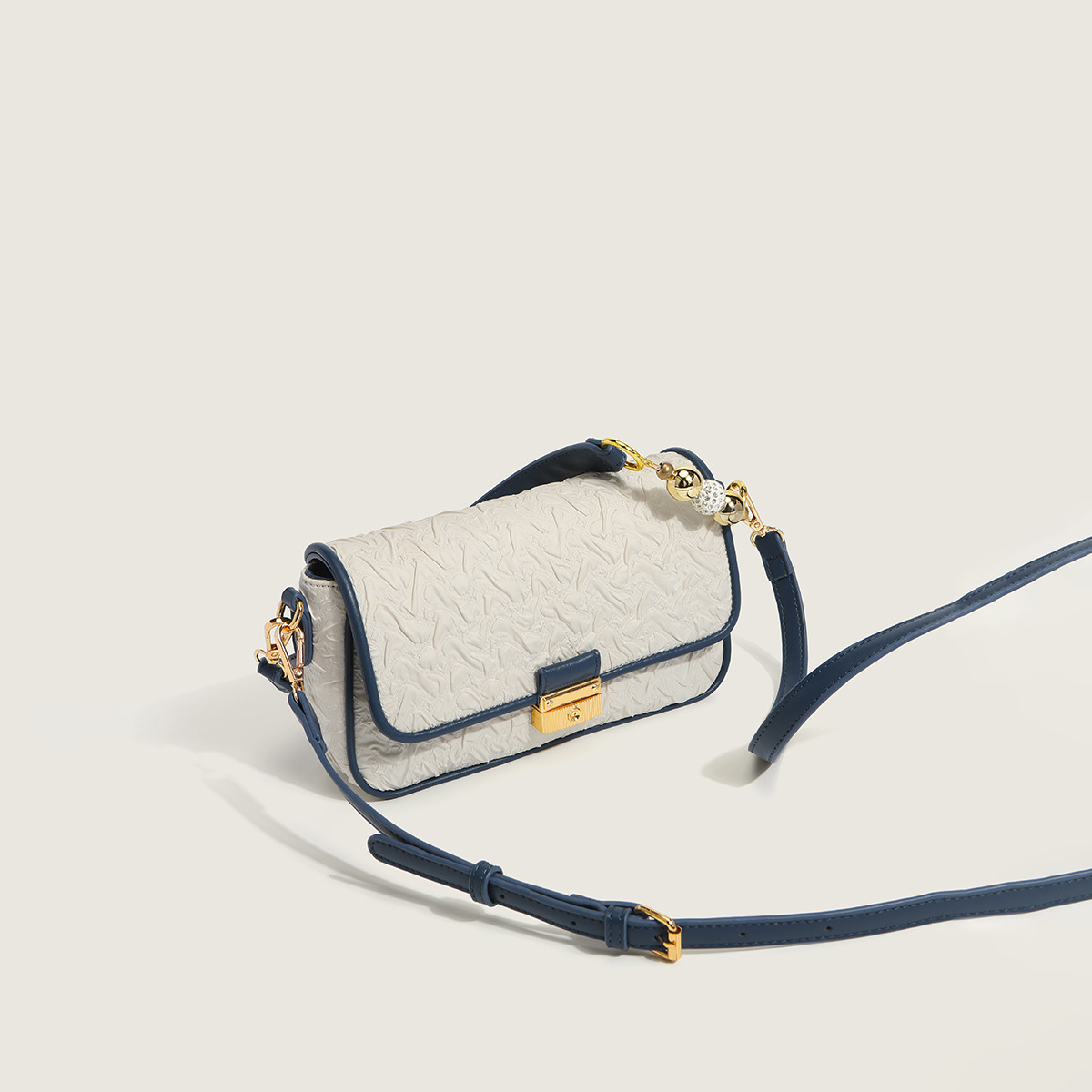 Women’s Textured Flap Vegan Baguette Bags image 4
