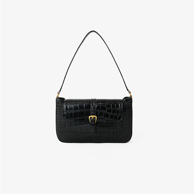 Women’s Croc Print Flap Baguette Bags in Vegan Leather image