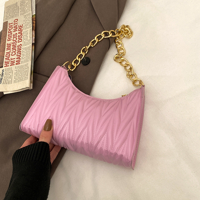 Women’s Quilted Chains Baguette Bags in Vegan Leather image 4