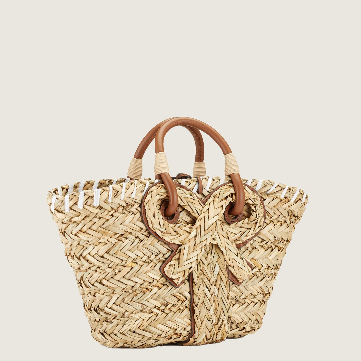 Women’s Handmade Woven Bowknot Basket Tote Bags image 3