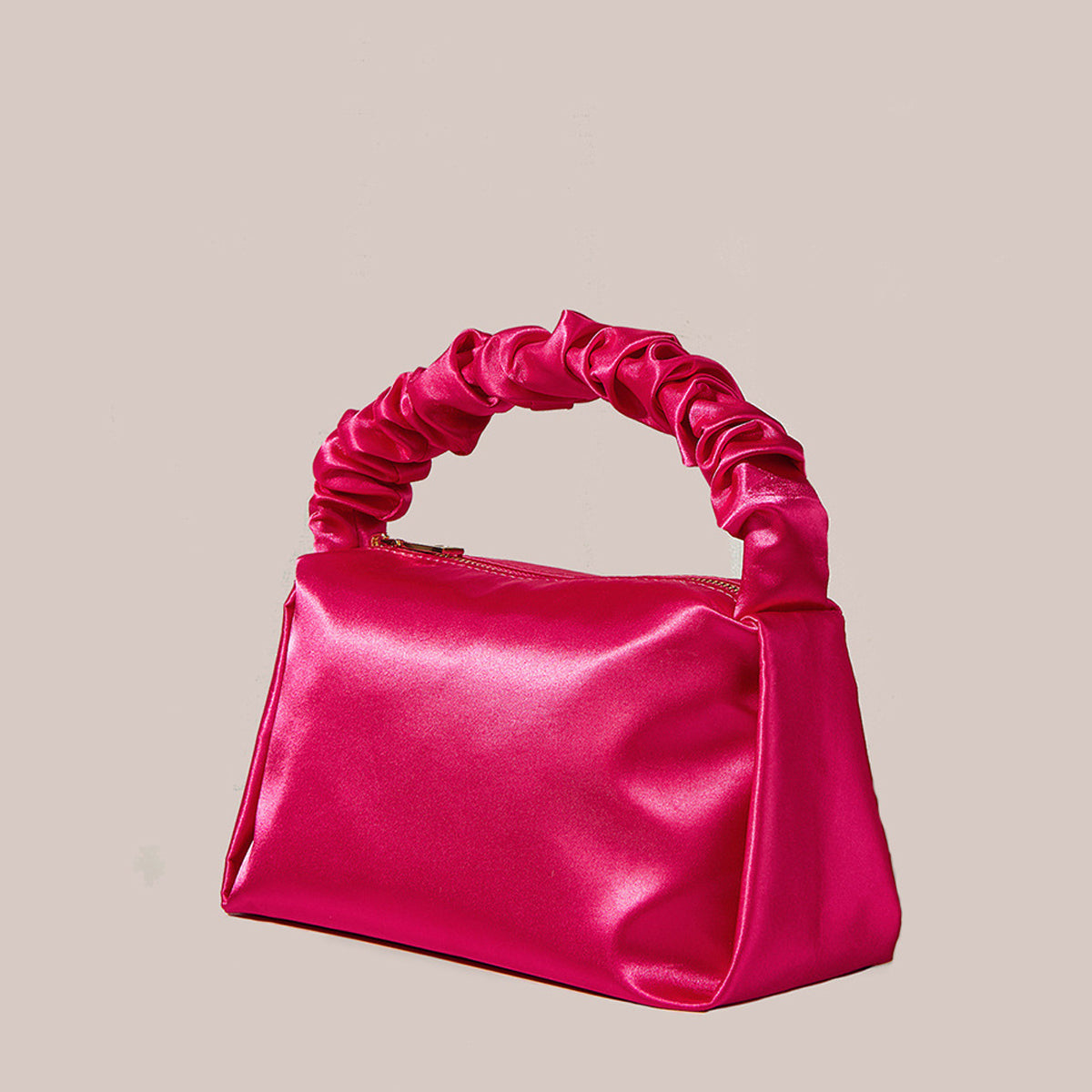 Women’s Hot Pink Slouchy Handle Clutch Bags in Satin image 2
