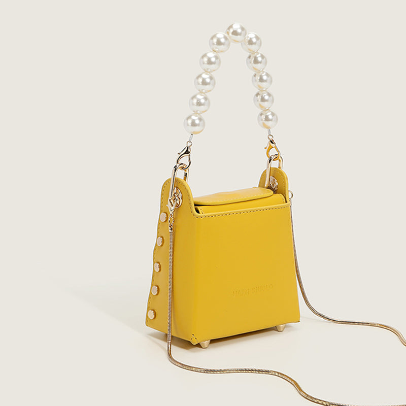 Women’s Mini Pearls Top Handle Handbags with Crossbody Chains image 9