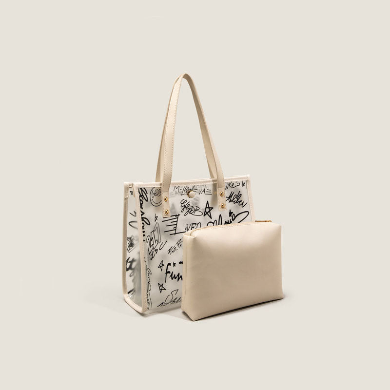Women’s Graffiti Clear Tote Bags with Pouch image 4