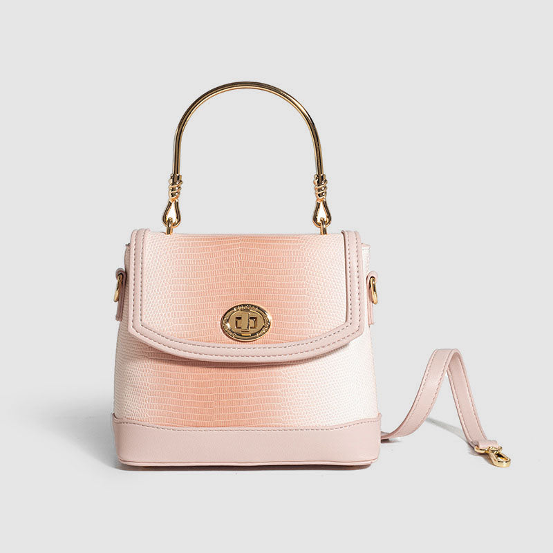 Women’s Pink Mini Lizard Print Top Handle Purse image
