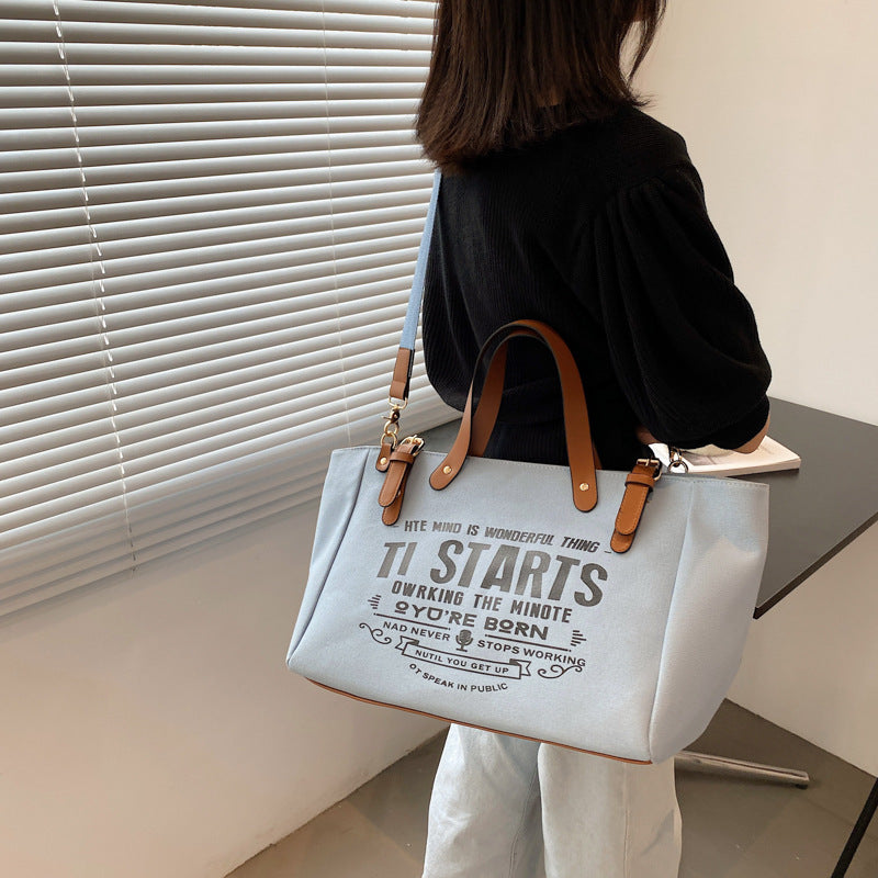 Women’s Letter Print Large Canvas Tote Bags image 5