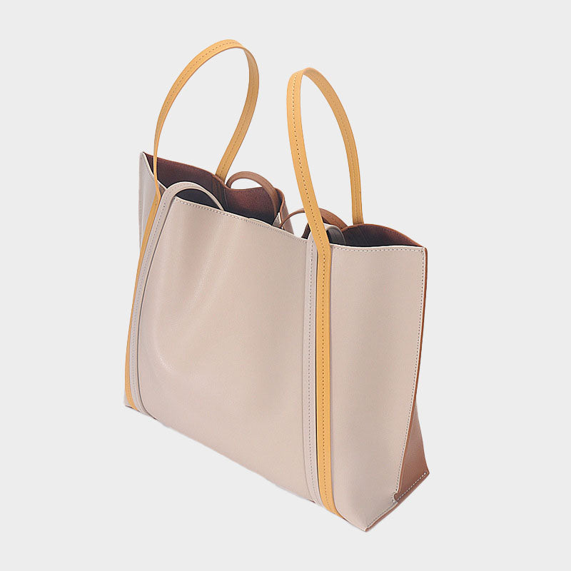 Women’s Two Tone Multi-Straps Genuine Leather Tote Bags image 5