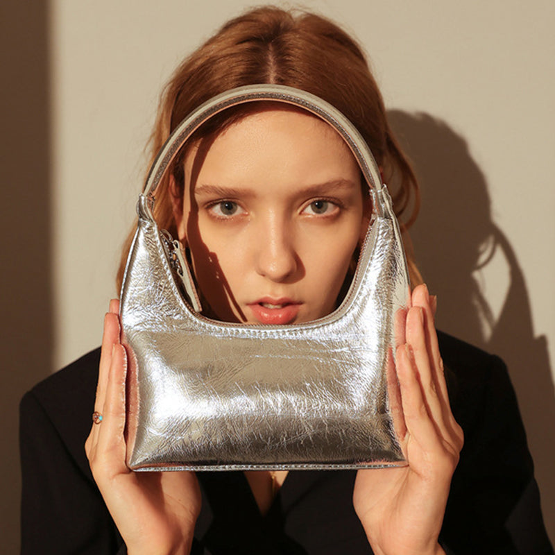 Women’s Small Genuine Leather Hobo Baguette Bags image
