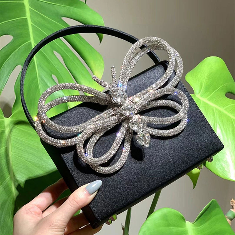 Women’s Small Rhinestone Butterfly Top Handle Evening Clutch Bags image 2