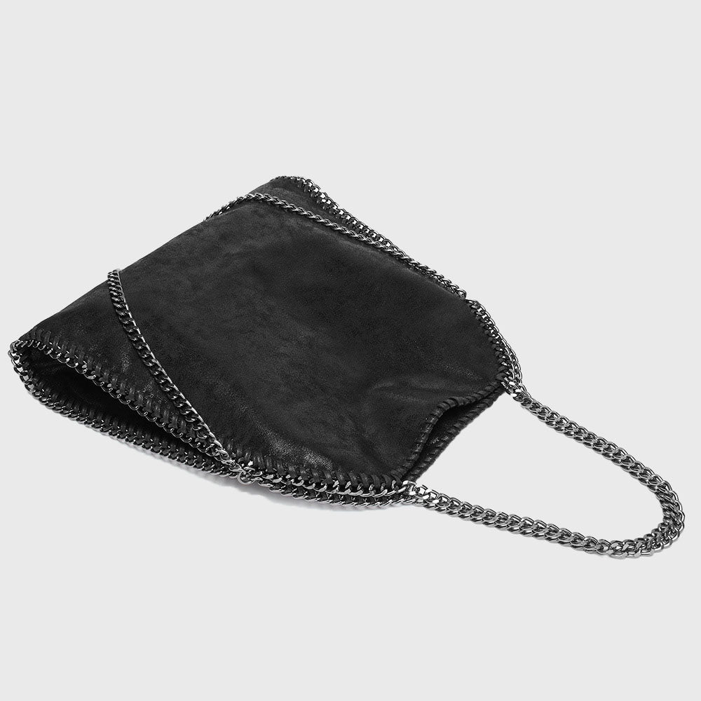 Women’s Chains Large Vegan Hobo Bags in Black image 2