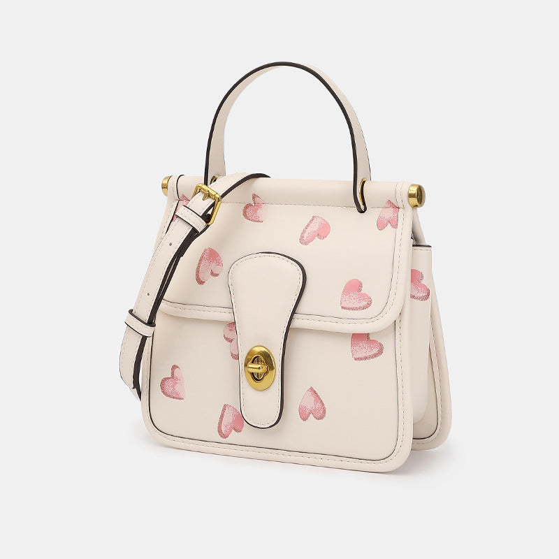 Women’s Small Heart Print Top Handle Satchels with Shoulder Strap image 2