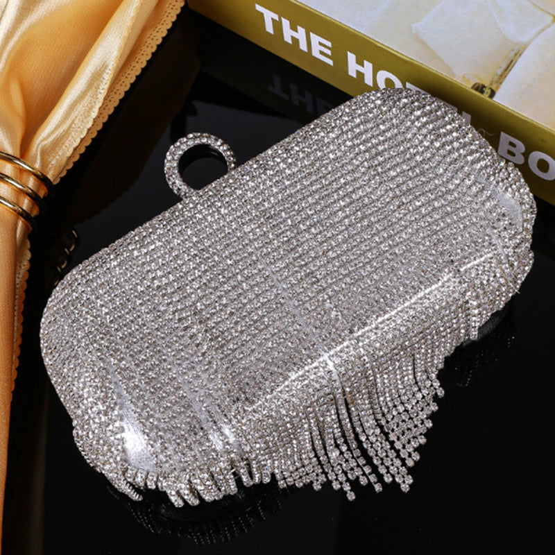 Women’s Silver Rhinestone Fringes Evening Clutch Bags image 3