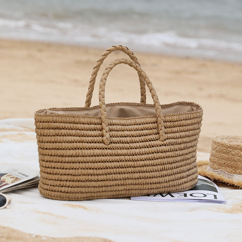 Women’s Handmade Woven Beach Bucket Tote Bags image 4