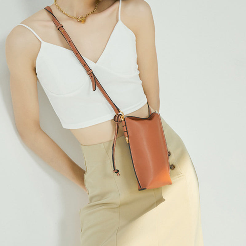 Women’s Genuine Leather Crossbody Mini Bucket Bags image 2
