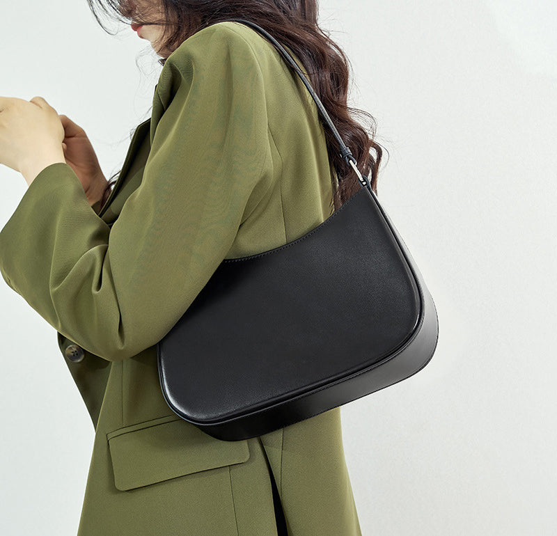 Women’s Minimal Genuine Leather Baguette Bags image 2