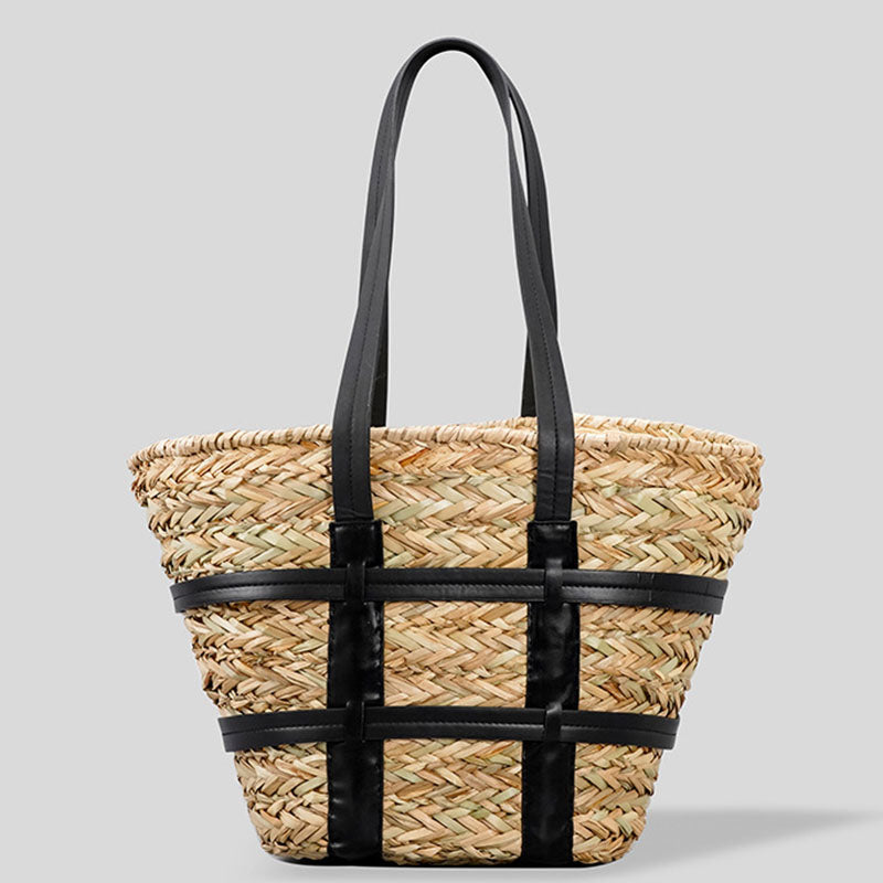 Women’s Strap Trimmed Woven Travel Tote image