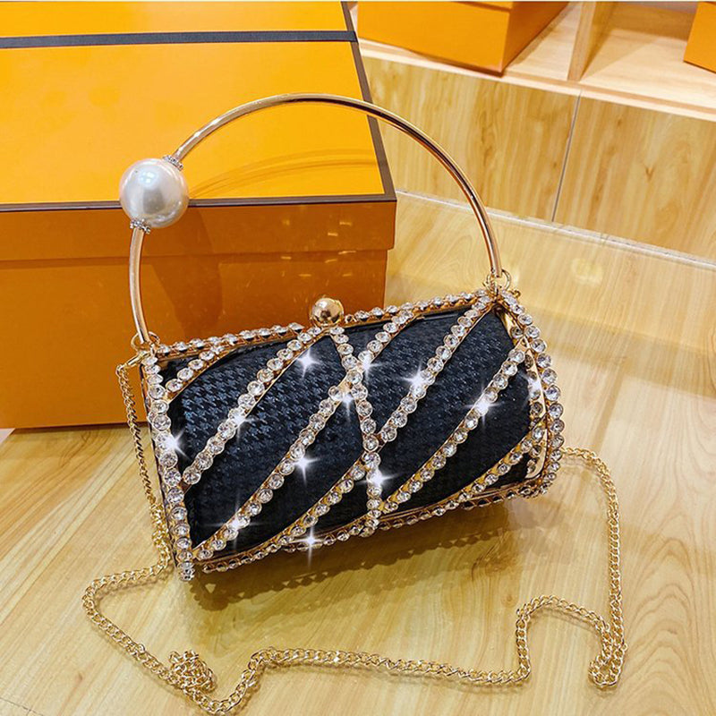 Women’s Rhinestones Strap Cylinder Evening Bags image 4