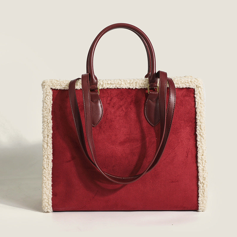 Women’s Fuzzy Shoulder Handbags Vegan Leather image 3
