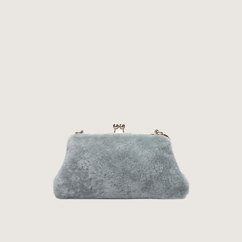Women’s Genuine Lamb Fur Beaded Chains Evening Clutch Bags image 3