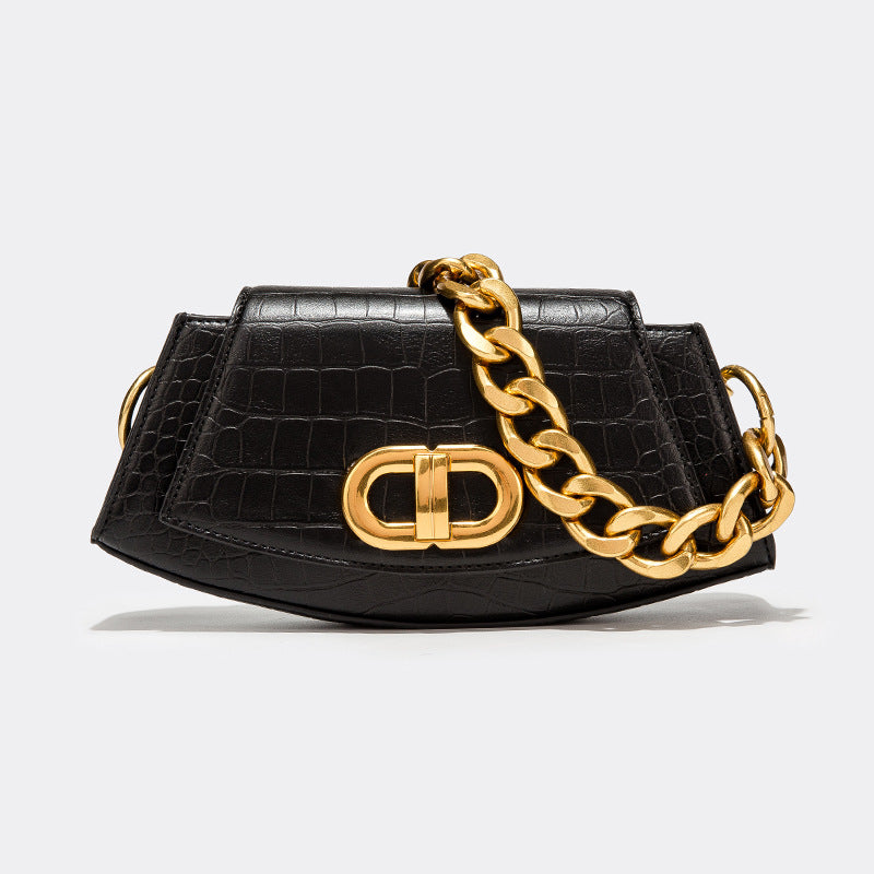 Women’s Chains Croc Embossed Baguette Shoulder Bags image