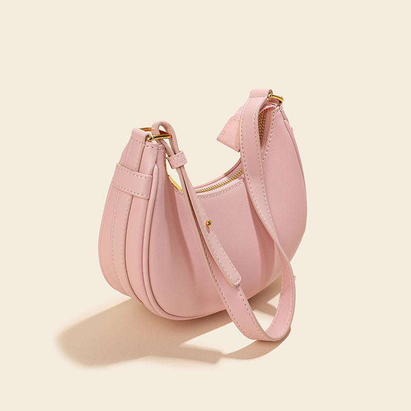 Women’s Minimal Genuine Leather Hobo Baguette Bags image 2