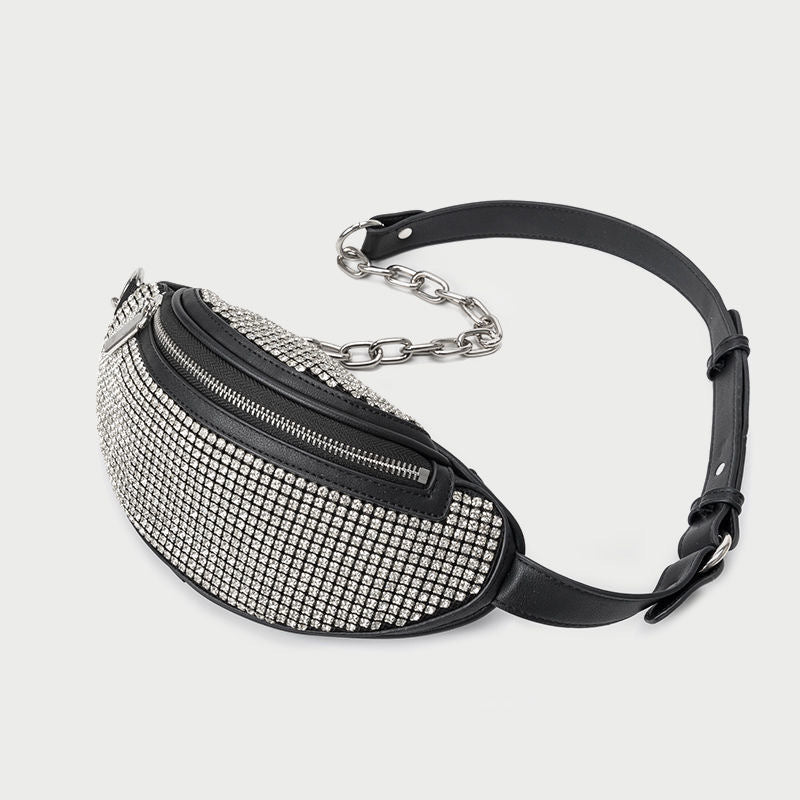 Women’s Rhinestones Crossbody Sling Wasit Bags in Genuine Leather image
