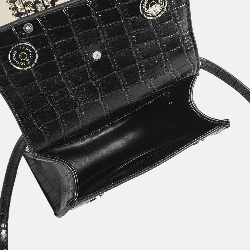 Women’s Croc Print Rhinestone Buckle Satchel Bags image 3