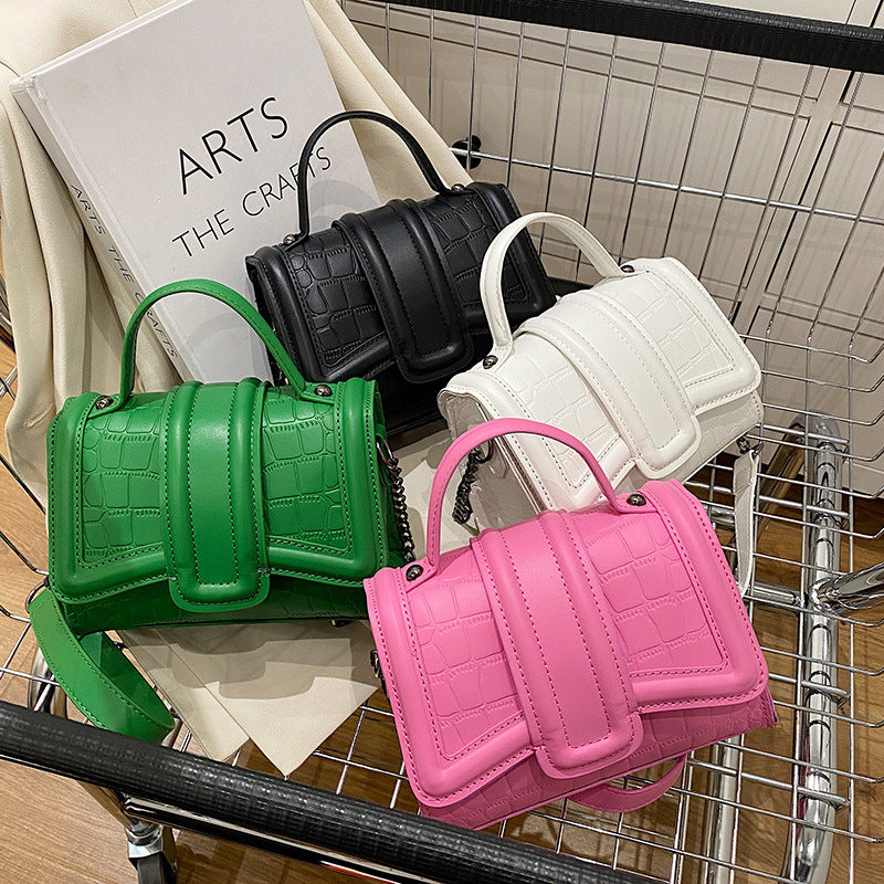 Women’s Small Croc Print Flap Top Handle Bags with Shoulder Strap image 3
