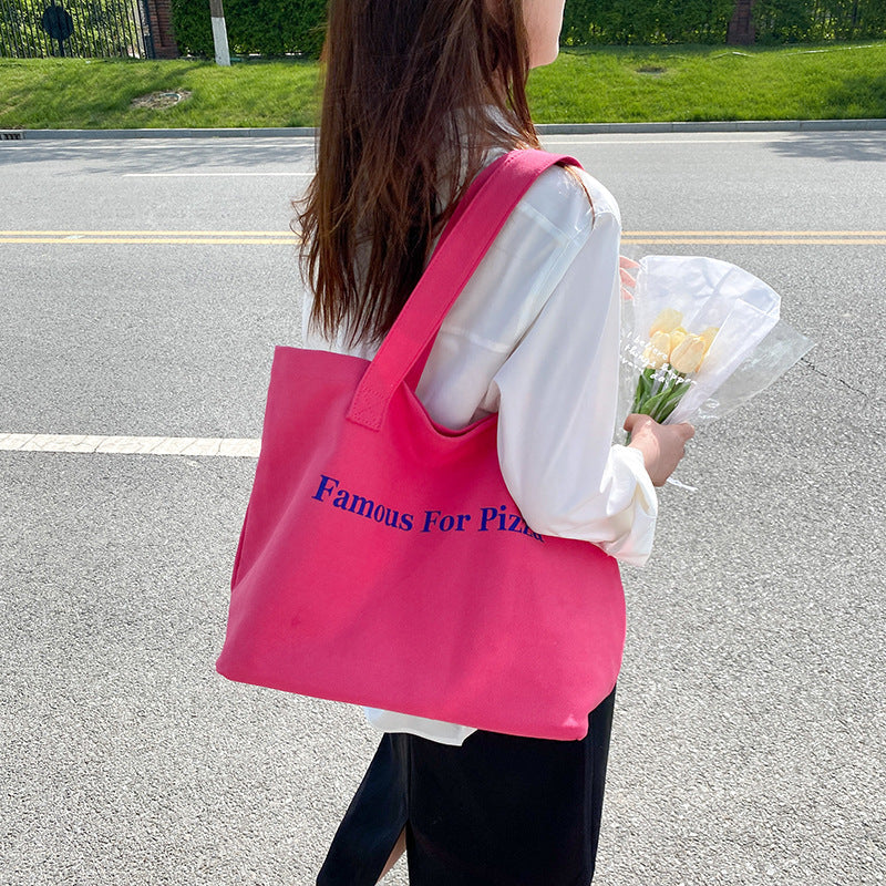 Women’s Letter Print Canvas Shopping Tote image 7