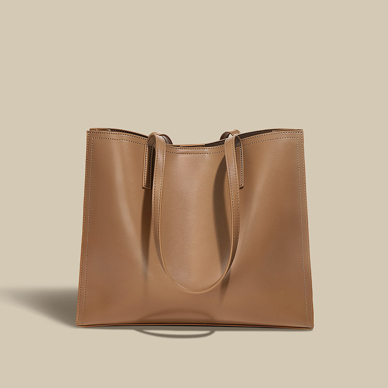 Women’s Square Minimal Genuine Leather Shoulder Tote Bags image 3