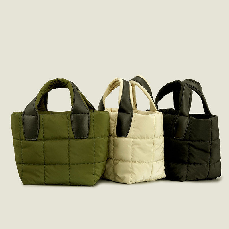 Women’s Quilted Puffer Dual Handle Tote Bags with Shoulder Strap image 9