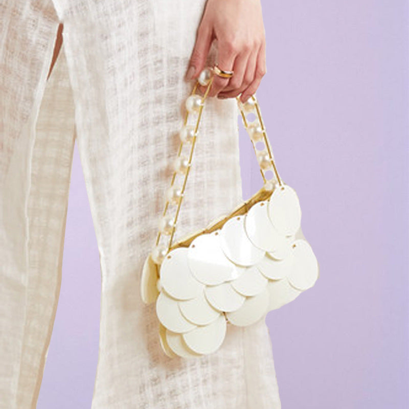 Women’s Large Sequins Pearls Evening Hand Clutch Bags image 4