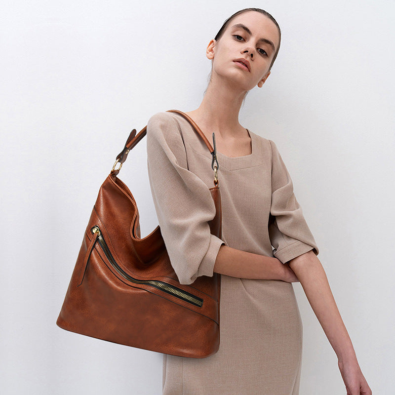 Women’s Vintage Vegan Leather Hobo Bags Shoulder Bags with Zipper image 6