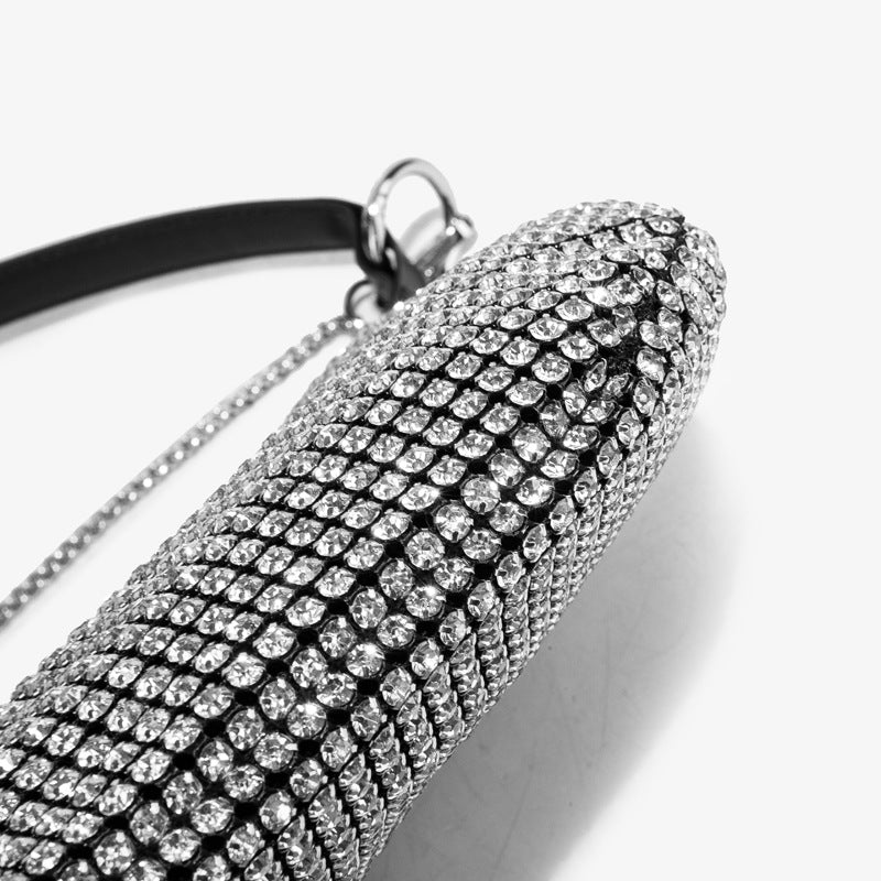 Women’s Rhinestones Evening Baguette Bags with Shoulder Chains image 5