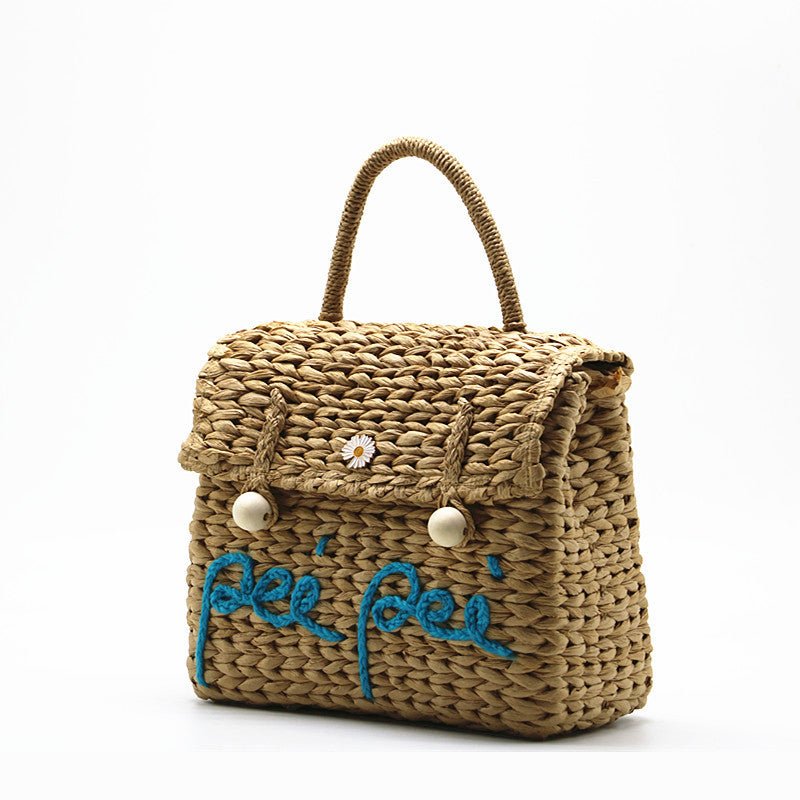 Women’s Straw Woven Top Handle Bucket Bags image 7