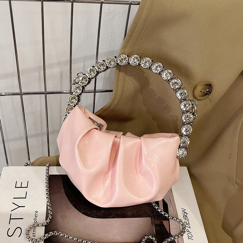 Women’s Rhinestone Handle Slouchy Mini Evening Clutch image 4