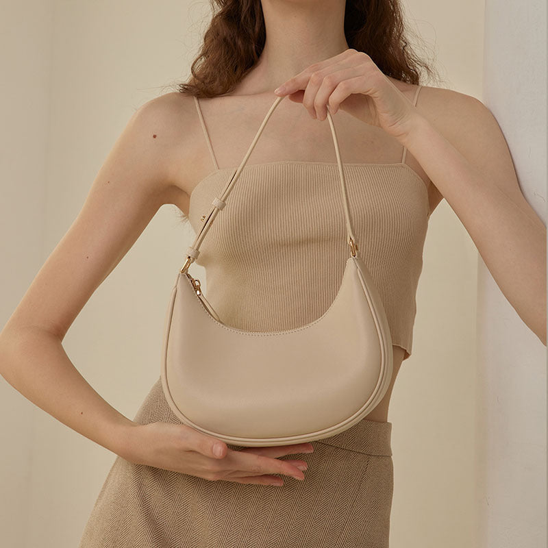 Women’s Minimal Hobo Genuine Leather Baguette Bags image 5
