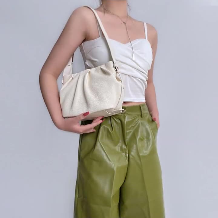 Women’s Slouchy Shoulder Clutch Bags in Genuine Leather image 2