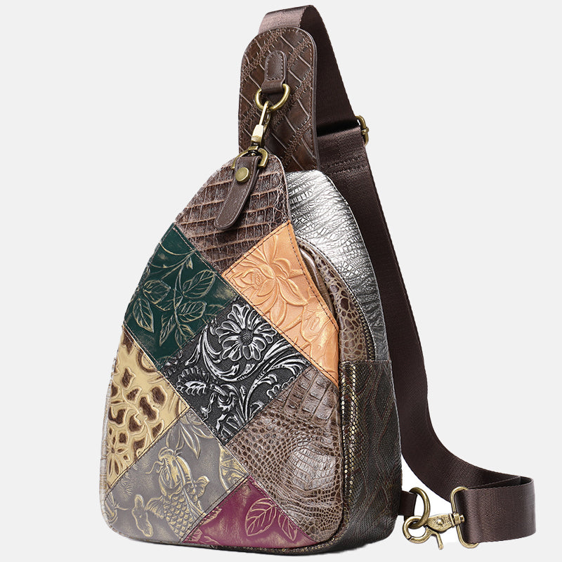 Women’s Stitching Genuine Leather Crossbody Sling Bags image