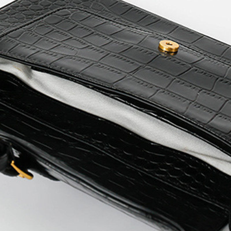 Women’s Croc Print Flap Baguette Bags in Vegan Leather image 5