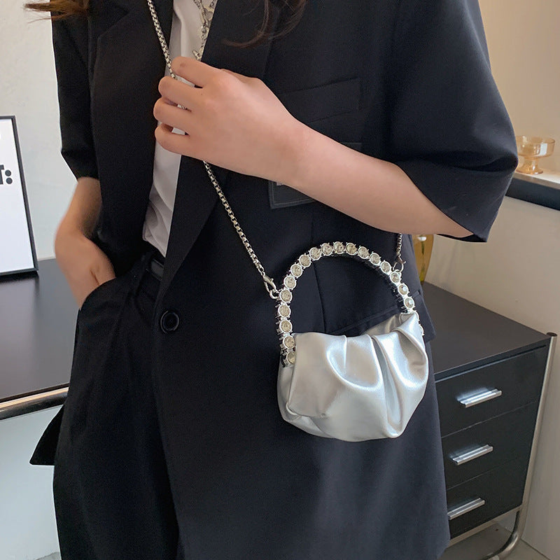 Women’s Rhinestone Handle Slouchy Mini Evening Clutch image 2