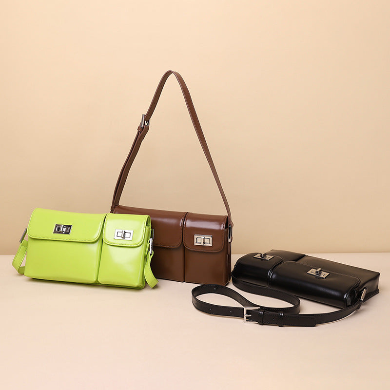 Women’s Two Flap Baguette Bags in Genuine Leather image 3