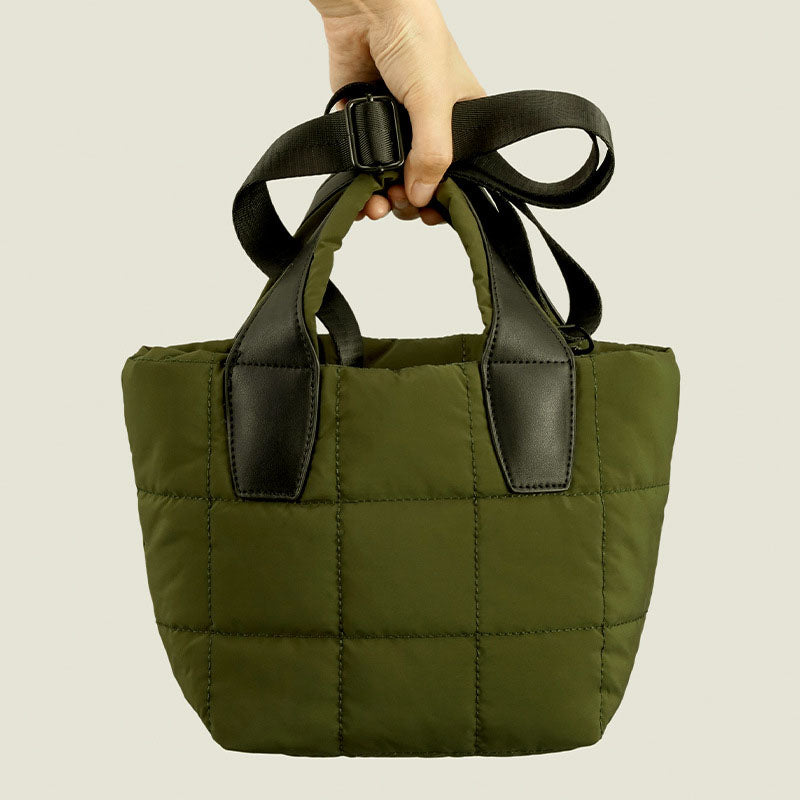 Women’s Quilted Puffer Dual Handle Tote Bags with Shoulder Strap image 5