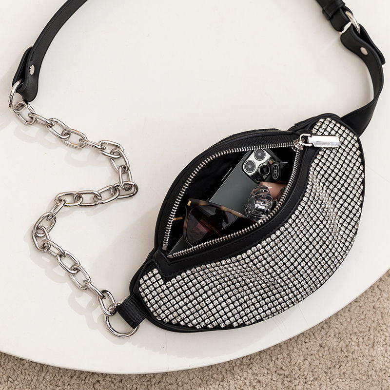 Women’s Rhinestones Crossbody Sling Wasit Bags in Genuine Leather image 3